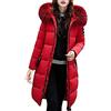 ORANDESIGNE Cappotto Piumino Imbottito Cappuccio Donna Invernali Elegante Lungo Basamento Giubbotto Trincea Impermeabile Addensare Caldo Leggero Piuma Cotone Giacca Rosso 46