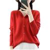 Suvoiier Donne Maglioni di Lana Cardigan Cashmere Primavera Autunno Donne O-Collo Maglieria Top di Base Cappotto Maglione A Maglia, Rosso, XL