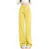 Generic Gamba Larga Tinta Unita Jeans Estate Vita Alta Dritto trascinamento Pantaloni Attillati Larghi Jeans Please Donna Vita Bassa Jeggings Felpati (Yellow, M)