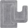 Pauwer Set di 2 tappetini da Bagno Morbidi in Microfibra, assorbenti da Bagno, Antiscivolo, Lavabile, Tappetino da Doccia e Tappetino per WC a Forma di U, Colore: Grigio, 53 x 86 cm+50 x 50 cm