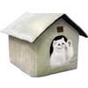 Whiwhi Nicchie e Casette per Gatti Letto Gatto Nicchia di Peluche Nido di Gatto Semichiuso con Cuscino Peluche 40x35x40cm