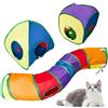 Focenat 3 in 1 Tunnel per Gatti Pieghevole, Giochi Interattivo Con Palla di Campana, Pop Up Tenda, Casetta Portatile per Gatti Cani Conigli (A)