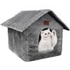 Whiwhi Nicchie e Casette per Gatti Letto Gatto Nicchia di Peluche Nido di Gatto Semichiuso con Cuscino Peluche 40x35x40cm