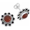 mantraroma orecchini a bottone in argento 925 con corniola arancione e pietra preziosa rossa, orecchini in vero argento sterling da donna, regalo