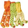 WELLYOU collant per bambini per bambina, set di 3, calzamaglia, cotone alta quota, taglia 62-146 - Made in EU (74-80, Verde- giallo-colorato)
