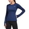 BALEAF Maglia sportiva da donna in pile termico, a maniche lunghe, con fori per il pollice, con chiusura lampo, per il freddo, C-blu, M