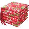 Viterbo Biancheria Set 6 Cuscini Sedia Coprisedia Natalizi Natale Christmas 4 Punti Imbottiti Con Lacci (Babbo Natale)