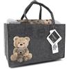 Daunex Plaid in Morbido Coral Retro Sherpa + Borsa in Feltro Art. My Teddy - Grigio, Dimensione 1