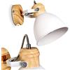 hofstein Lampada da parete Banjul, lampada da parete regolabile in metallo con ottica bianca/legno, 1 luce, 1 x E27, spot da parete retro/vintage con interruttore on/off sull'alloggiamento, senza lampadina/e