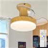 DJChen Lampadario Con Ventilatore Da Soffitto Con Luce E Telecomando, Retrattili Lampadario Con Ventola Con Pale A Scomparsa,Led Dimmerabile, Motore DC Reversibile, Per Camera Da Letto - Legno Colore