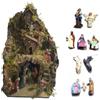 BLUSUPERSHOP 1 presepe completo art 1 picc 25x25 alto 35 cm con luci sughero e legno napoletano con 11 pastori plastica 8 cm o terracotta 7 cm statuine presepe tempio