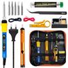 MOGAOPI Kit Saldatore LCD da 80W, Temperatura Regolabile 180-500 °C, Saldatore Con Interruttore on/off, Filo di Saldatura da 8 g, 5 Punte di Saldatura, Pompa Dissaldante, Supporto per Saldatore, Pinzette