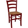 Generico Sedie Venezia per cucina bar e sala da pranzo, struttura in legno di faggio colori anilina e seduta in paglia riso (Rosso, Una sedia)