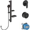 Ideal Standard BE127XG Alu+ Set completo di rubinetti per doccia, asta doccia, doccetta a risparmio acqua, nero (Silk Black)