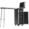 VEVOR Valigetta Portatile Ripiegabile per Trucco Parrucchiere Barbiere Piano di Lavoro Pieghevole Gambe di Supporto, Valigetta per Trucco, Scatola Portautensili Cosmetici Rotelle Girevoli a 360° Nero