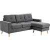 HOMCOM Divano Angolare 3 Posti con Penisola Chaise Longue Reversibile, Design Moderno in Lino Grigio, 193x136x 85cm