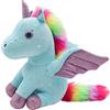 Heionia Peluche Unicorno Morbido 23 CM Arcobaleno Unicorno Giocattolo Bambola Forma di Unicorno Peluche Cavallo con Alas Unicorno Regali di Natale per Bambini Ragazze (Blu)