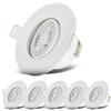 B.K.Licht - Set di 6 Faretto LED da Incasso 230V, Faretto LED Orientabili per il Bagno IP65, 9 x 4,2 cm (DxH), Bianco