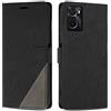 SONWO Cover per Oppo A96 / A76 Custodia, Flip Caso in PU Pelle Case Cover Premium Portafoglio Custodia per Oppo A96 / A76, Supporto Stand, Slot per Schede, Nero