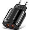 Davilis® Caricatore USB da Parete Muro 2.4A 5V Veloce Caricabatterie Alimentatore Presa USB 2 Porte, Spina per Smartphone Tablet iOS Android (Nero)