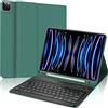 SENGBIRCH Custodia con Tastiera per iPad Pro 12,9 6ª/5ª/4ª/3ª Generazione, Layout Italiano QWERTY Rimovibile Wireless Bluetooth Tastiera, Custodia con Portapenne Supporta Ricarica, Verde scuro