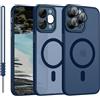 YUANDMI Cover Magnetica per iPhone 12 Pro Max Compatibile con MagSafe, Custodia Per iPhone 12 Pro Max Traslucida Opaca Case Ultra-Sottile Silicone Anti-Scivolo Resistente ai Graffi, Blu Scuro