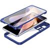 xinyunew Cover per Samsung Galaxy S22 Ultra,360 Gradi Rugged Antiurto Custodia con Protezione dello Schermo Integrata,Trasparente Protettivo Case con Protezione Fotocamera,Blu