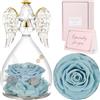 Sunia Rosa Eterna Regalo Donna, Rosa Stabilizzata Vera in Angel Cupola Regalo Mamma, Angelo Figurine di Vetro Regalo Nonna, Regalo Donna Compleanno, Regali Natale San Valentino Festa della Mamma