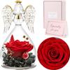 Sunia Festa della Mamma Idee Regalo,Rosa Stabilizzata Vera in Angel Cupola Regalo Mamma,Rosa Eterna con Angelo Figurine di Vetro,Regalo Donna Compleanno,Regali Nonna,Regali Festa della Mamma Originali