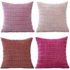 Sungeek Set di 4 federe decorative per cuscini in morbido velluto a coste, 45 x 45 cm, quadrate, a righe, per divano, soggiorno, patio, casa colonica, stile bohémien, per decorare la casa, rosa