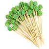 THKO 100 pezzi di Decorazioni Cocktail, Stuzzicadenti per Feste Forchettine Aperitivo, Stuzzicadenti Lunghi Decorazione da Cocktail per Bevande Frutta Dessert - 12cm Forma a Foglia Verde