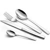 WUJO Set di Posate, Set di Argenteria/Posata da tavola 24 Pezzi in Acciaio Inox per 6 Persone, Contiene Coltello/Forchetta/Cucchiaio/Cucchiaino da Tè in Argento