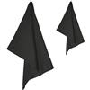 Tex family Set Asciugamani Microfibra 1+1 Viso e Ospite, Ultra Assorbenti, Leggeri, Asciugatura Rapida per Casa, Palestra e Viaggi - Nero
