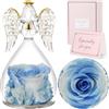 Sunia Rosa Eterna Regalo Donna, Rosa Stabilizzata Vera in Angel Cupola Regalo Mamma, Angelo Figurine di Vetro Regalo Nonna, Regalo Donna Compleanno, Regali Natale San Valentino Festa della Mamma