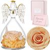 Sunia Rosa Eterna Regalo Donna, Rosa Stabilizzata Vera in Angel Cupola Regalo Mamma, Angelo Figurine di Vetro Regalo Nonna, Regalo Donna Compleanno, Regali Natale San Valentino Festa della Mamma