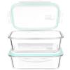 LXUDN 2x1520ML Contenitori Ermetici per Alimenti Vetro, Frigoverre Contenitori Vetro, Contenitori Vetro Freezer Ermetici, Contenitori di Vetro per Alimenti Contenitori Microonde in Vetro con Coperchio