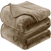 HOZY Coperta Plaid Pile, Coperta Letto Singolo/Matrimoniale 150 x 200 cm Flanella, Coperta Divano Grande Caldo Morbida - Color Tortora