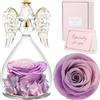 Sunia Rosa Eterna Regalo Donna, Rosa Stabilizzata Vera in Angel Cupola Regalo Mamma, Angelo Figurine di Vetro Regalo Nonna, Regalo Donna Compleanno, Regali Natale San Valentino Festa della Mamma