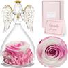 Sunia Rosa Eterna Regalo Donna, Rosa Stabilizzata Vera in Angel Cupola Regalo Mamma, Angelo Figurine di Vetro Regalo Nonna, Regalo Donna Compleanno, Regali Natale San Valentino Festa della Mamma