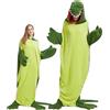 SHUOJIA Pigiama a tutina con animale adulto unisex,coperta da notte indossabile con pinguino coccodrillo/squalo,Tutina con Animali dei Cartoni,costumi di Halloween interi pigiami da festa (Crocodile-Green,XL)
