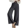 Generico Pantaloni Jeans Donna Elasticizzato Donna Pantaloni di Velluto a Coste per Le Donne 2023 Pantaloni Larghi a Gamba Larga Elasticizzati a Vita Alta con Doppio Pantalone Donna (Dark Gray, L)