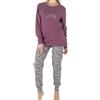 Karelpìu Pigiama Donna Caldo Cotone Autunno Inverno - Pigiama Donna 100% Cotone con Bottoncini Vari Colori S M L XL XXL 3XL 4XL 5XL (M, Prugna 47)
