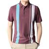 Suncolour Polo da Uomo con Colletto a Bottone, Camicia da Golf Patchwork a Righe, Manica Corta, Magliette da Tennis Vintage a Blocchi di Colore