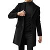 Generic Trench lungo da uomo, in misto lana, lunghezza 3/4, cappotto lungo da pisello, invernale, caldo, per lavoro, casual, elegante, vestibilità regolare, taglia M-4XL, Nero , 4XL