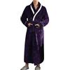 Generic Accappatoio da uomo morbido e caldo spesso in pile di lusso accappatoio unisex accappatoio in cotone a maniche lunghe avvolgente vestaglia vestaglia da notte, 0a-viola, XXX-Large
