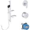Ideal Standard BE127SI Alu+ set completo di rubinetti, set doccia, asta doccia, doccetta a risparmio acqua, argento