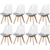 HJhomeheart Set di 8 Sedie da Pranzo Moderne Trasparenti, Sedie da Pranzo Imbottite Rimovibili, Sedie da Cucina dal Design Scandinavo (PU-Grigio)