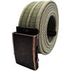 UPGRADE 3STYLE Cintura con fibbia scorrevole tipo militare in cotone finitura VINTAGE canvas sfumato urban style (Total Black, Green, 130 cm)