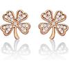 Diamond Treats Orecchini Quadrifoglio Portafortuna in Argento 925, Piccoli Orecchini Quadrifoglio per Donna e Ragazza, Orecchini Oro Rosa Donna con Pietre Zirconi