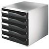 Leitz Post Cassettiera a 5 Cassetti, Organizer per Riporre Documenti, Cataloghi e Riviste in Formato A4, Adatta per Casa e Ufficio, Nero, 52800095